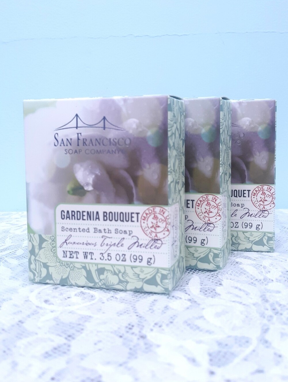 3 San Francisco Soap Co Gardenia Bouquet 3.5 oz Triple Milled Discontinued Set